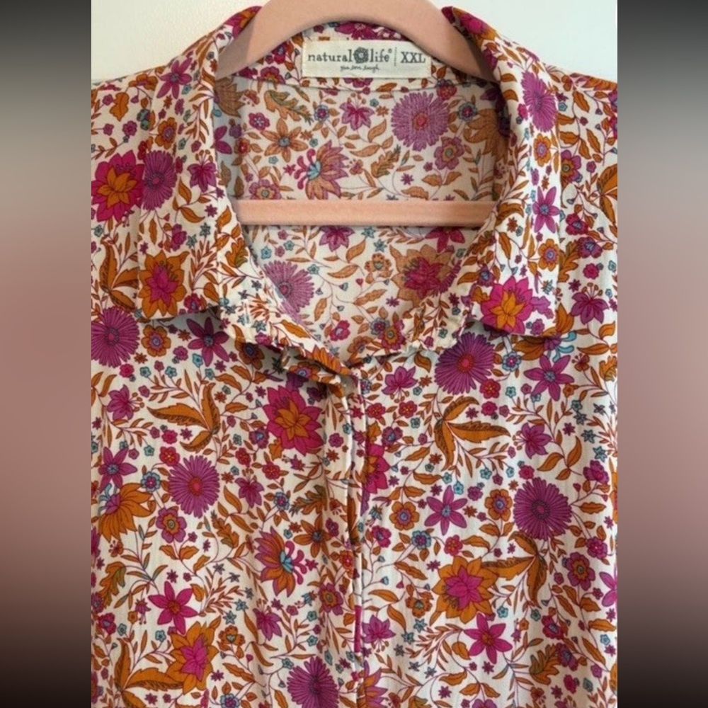 NATURAL LIFE Pink and Red Floral Midi Dress - Picture 4 of 6
